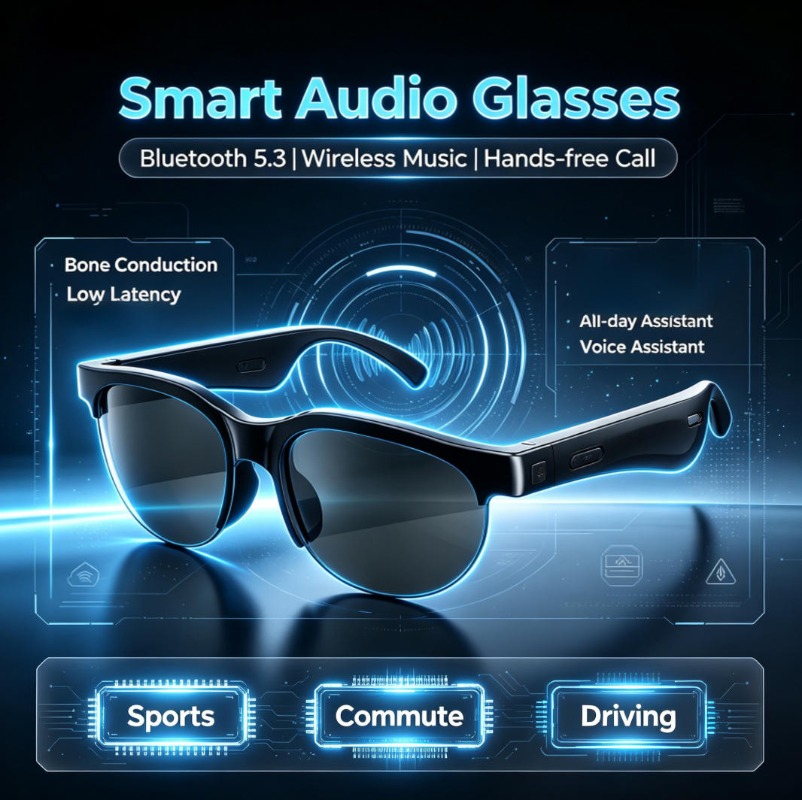 Audio Music Bluetooth - AI Translate Smart Audio Glasses, Bluetooth