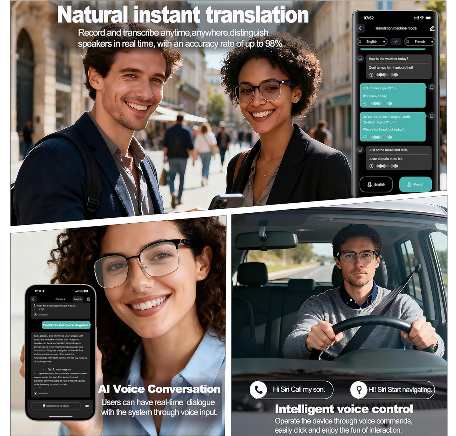 Smart Audio Glasses with Real- - đánh giá và giá Audio Music Bluetooth
