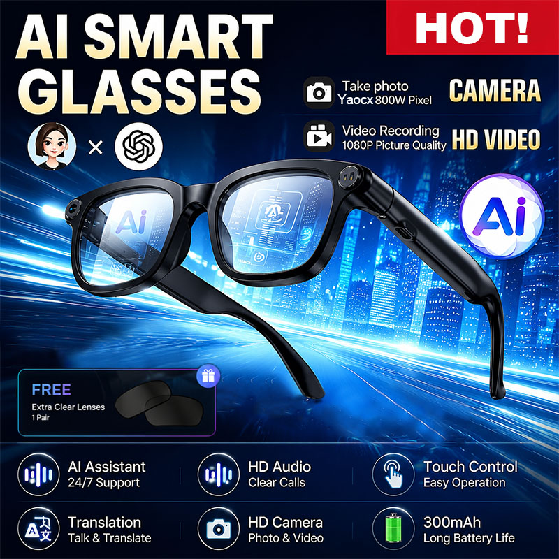 New AI Smart Glasses 800W HD C - đánh giá và giá Audio Music To Video Ai