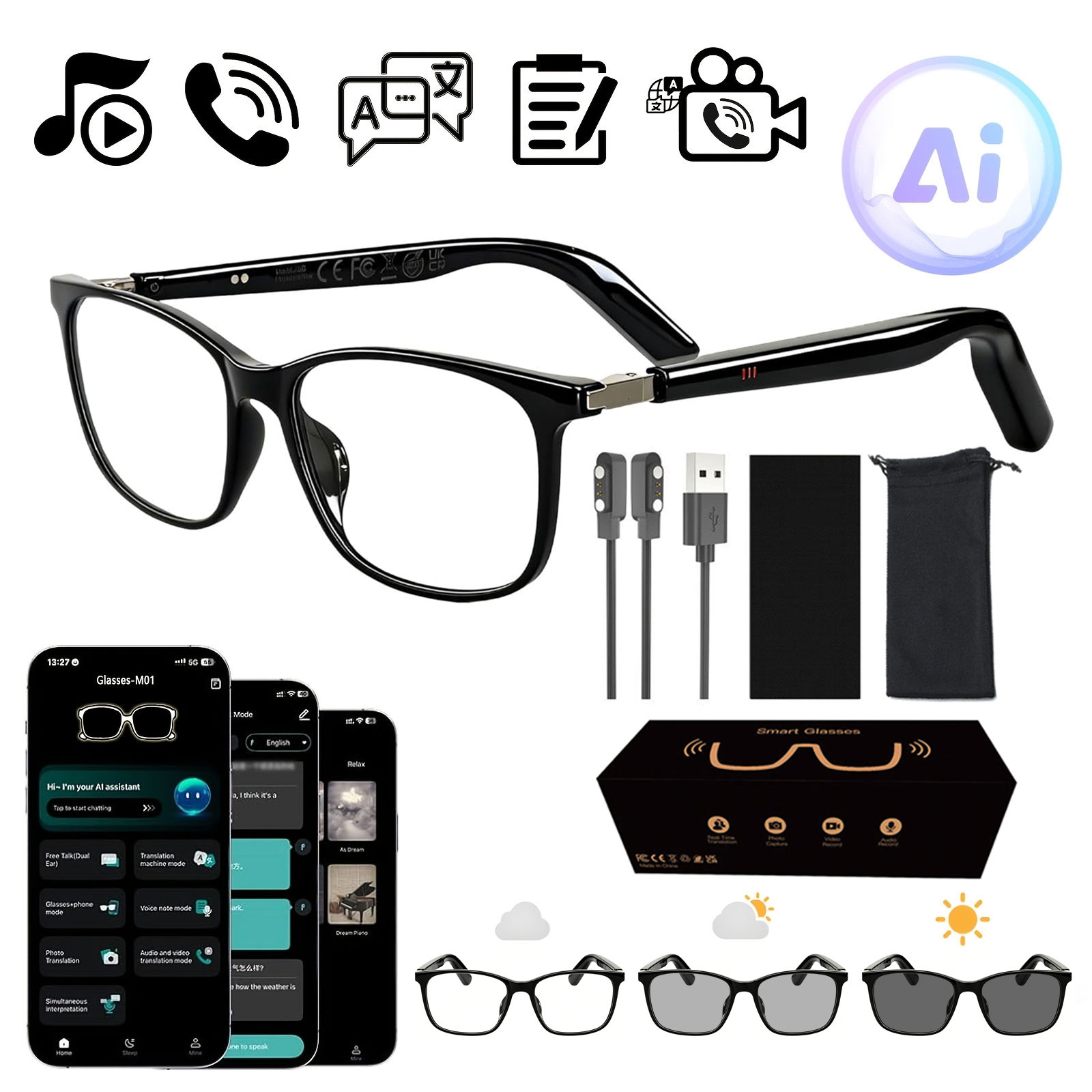 Smart Audio Glasses with Real- - đánh giá và giá Audio Music Bluetooth