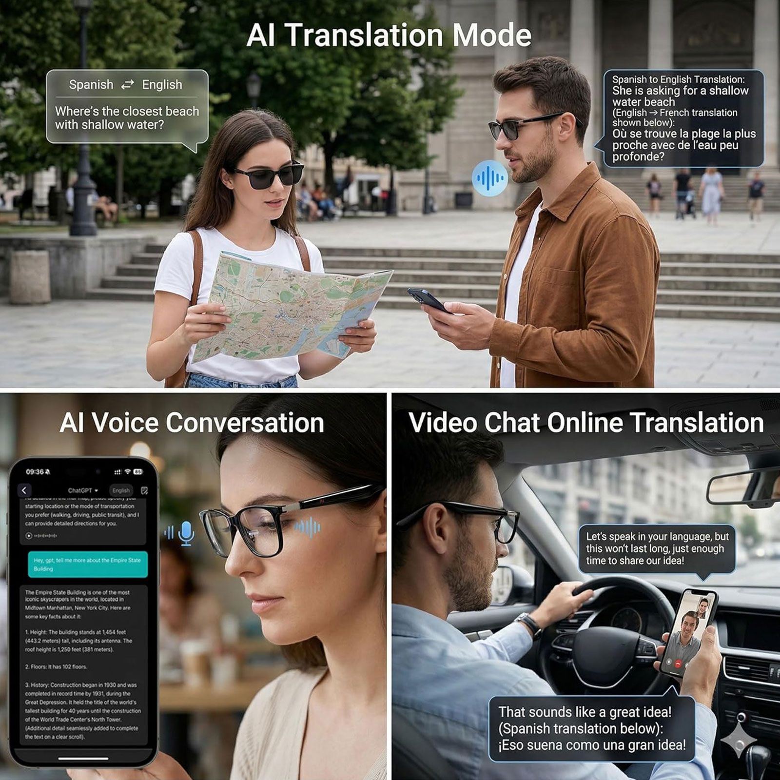 Smart Audio Glasses with Real- - đánh giá và giá Audio Music Bluetooth